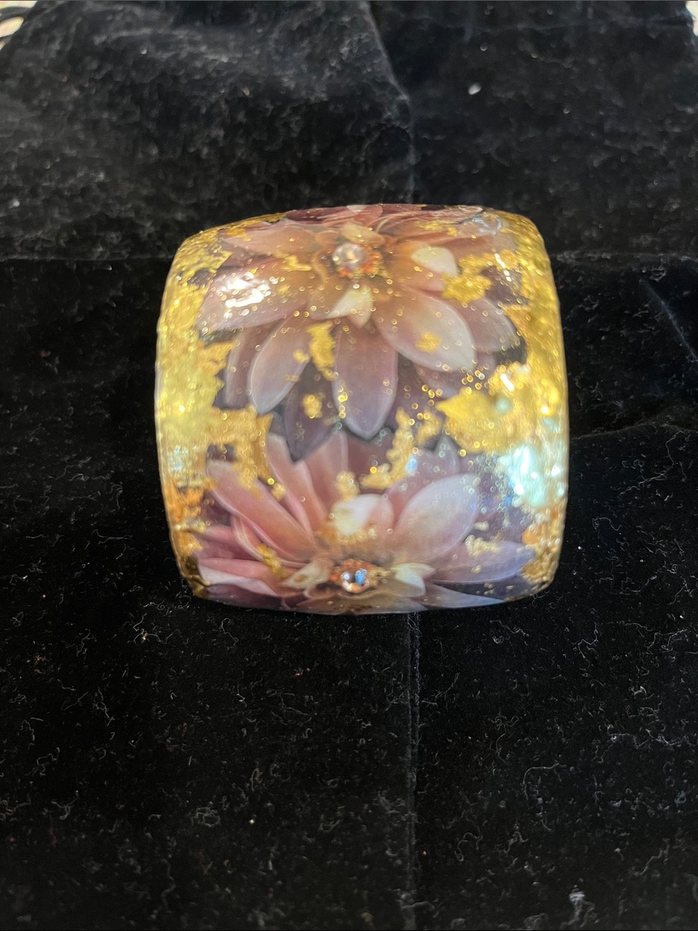 Evocateur Gold-Flecked Purple Floral Resin Cuff Bracelet - Women Jewelry